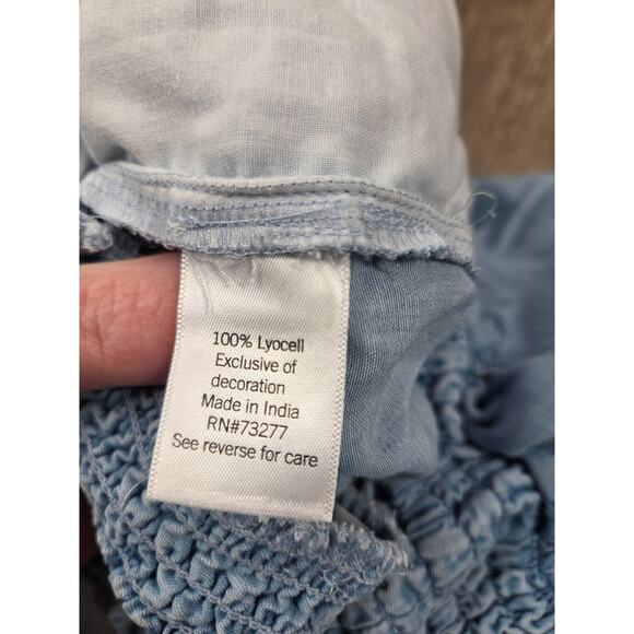 SO Women's Small Wide Leg Light Wash Cambray Elastic Waist Pants Denim Thin - Picture 4 of 5